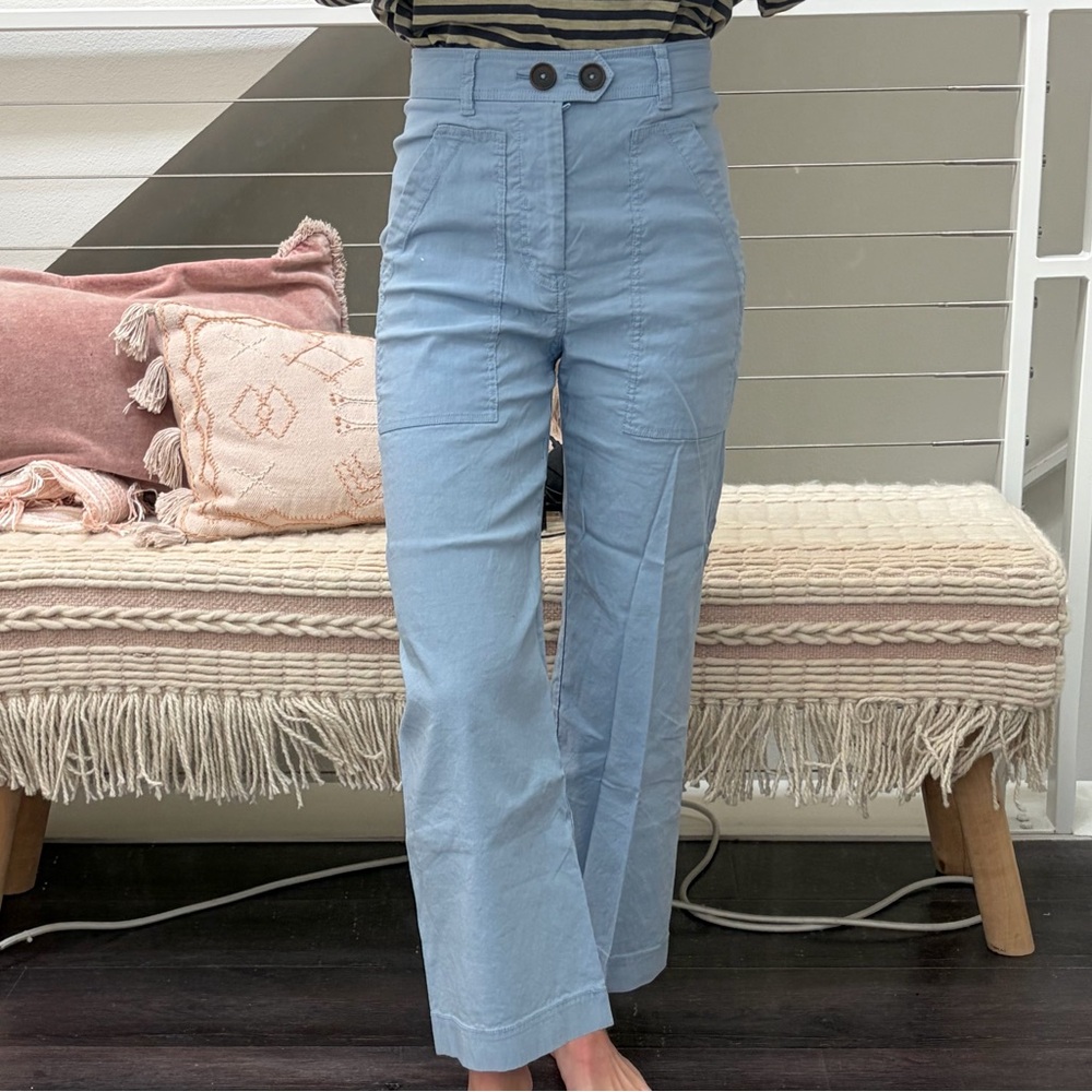 Maeve Colette Cropped Wide-leg Pants In Blue